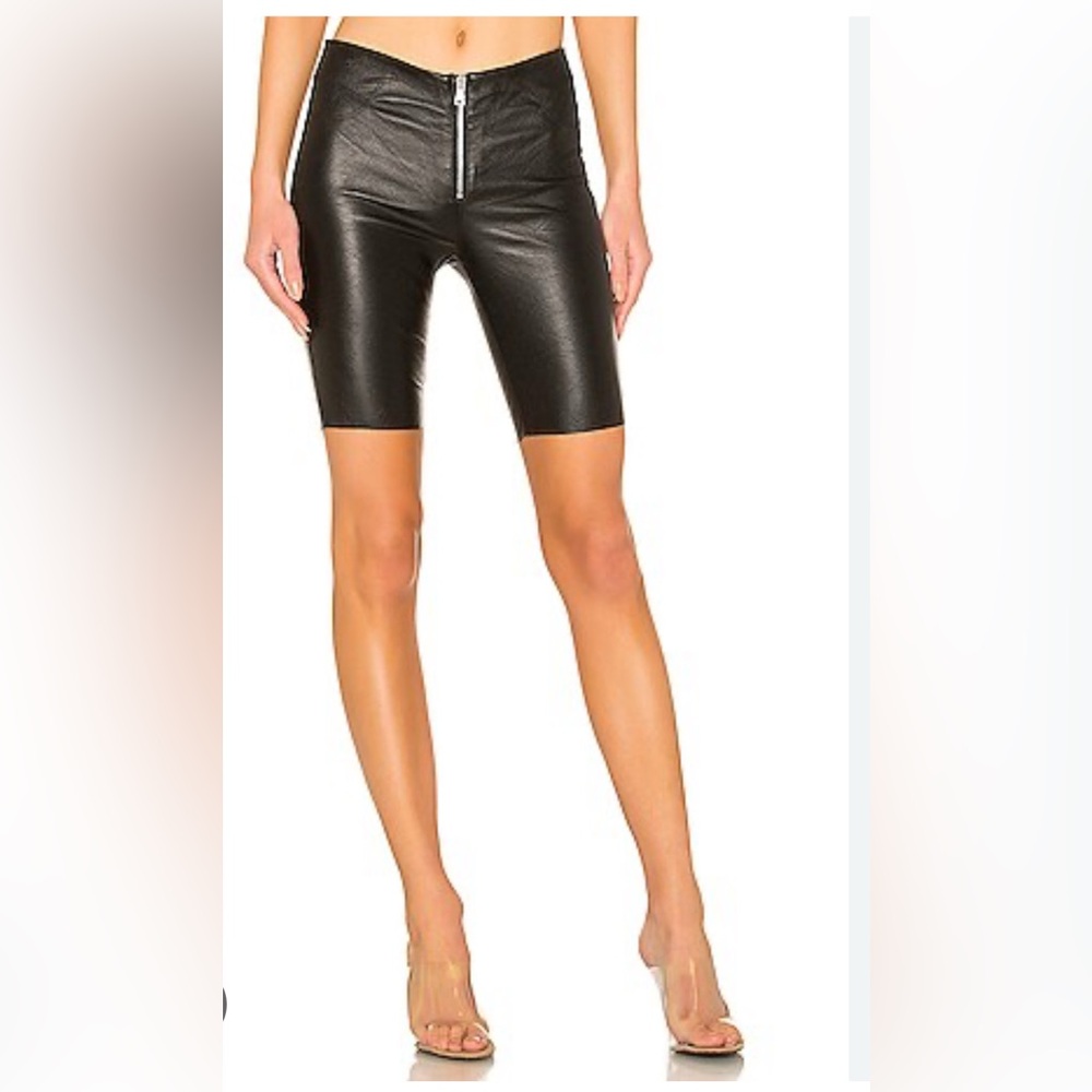 RtA Genuine Lambskin Leather Black Women's Biker Shorts NWT